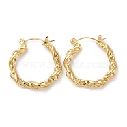 Ion Plating(IP) 304 Stainless Steel Hoop Earrings, Hollow Round, Real 14K Gold Plated, 27x26.5x4mm(EJEW-Z022-06G)