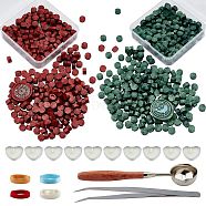 CRASPIRE DIY Wax Seal Stamp Kits, Including Sealing Wax Particles, Polyester Ribbon, Iron Spoon, 304 Stainless Steel Beading Tweezers, Paraffin Candles, Mixed Color, Sealing Wax Particles: 9mm, 2 colors, 180pcs/color, 360pcs/set(DIY-CP0003-87A)