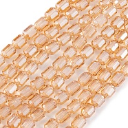 Electroplate Glass Beads Strands, Faceted, AB Color, Column, Beige, 4x5~6mm, Hole: 1mm, about 80pcs/strand, 18.11''(46cm)(EGLA-D031-01T)