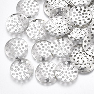 Iron Finger Ring/Brooch Sieve Findings, Perforated Disc Settings, Nickel Free, Platinum, 14x1mm, Hole: 1.2mm(X-IFIN-T007-46P-NF)