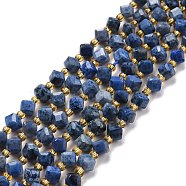 Natural Dumortierite Beads Strands, with Seed Beads, Faceted, Diagonal Cube Beads, Grade A, 5~6x5~6x4~5mm, Hole: 1mm, about 49~55pcs/strand, 15.35''~15.75''(39~40cm)(G-P463-28)