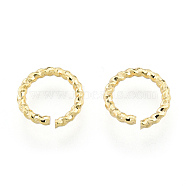 Brass Open Jump Rings, Nickel Free, Textured, Real 18K Gold Plated, 8x1.2mm(KK-N259-56A)