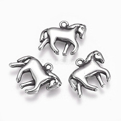 304 Stainless Steel Pendants, Horse, Antique Silver, 13x16x2mm, Hole: 1mm(STAS-P225-081AS)