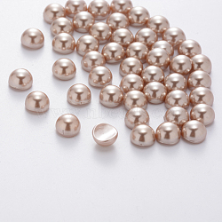 Half Round ABS Plastic Imitation Pearl Cabochons, DIY loosed Beads Cabochons for Face Beauty Makeup Nail Art Craft DIY Phone Making, High Luster, Rosy Brown, 8x5mm(MRMJ-Q092-8mm-D05)