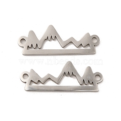 201 Stainless Steel Connector Charms, Hollow Mountain Links, Stainless Steel Color, 21.5x8x1mm, Hole: 1.4mm(STAS-K251-076P)