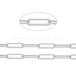 304 Stainless Steel Paperclip Chains, Drawn Elongated Cable Chains, Unwelded, with Spool, Stainless Steel Color,14x4x1mm, about 32.8 Feet(10m)/roll(CHS-F011-03B-P)