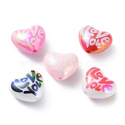 UV Plating Opeque Acrylic Beads, Iridescent, Heart, Mixed Color, 19.5x22x13mm, Hole: 2.5mm(MACR-K351-24)