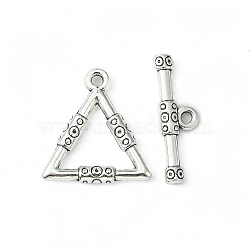 Tibetan Style Toggle Clasps, Lead Free and Cadmium Free, Triangle, Antique Silver, Size: about Triangle: 23mm long, 21.5mm wide, 3mm thick, hole: 2mm, Bar: 26mm long, 8mm wide, 3mm thick, hole: 2mm(X-TIBE-EA9149Y-LF)