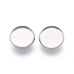 304 Stainless Steel Brooch Cabochon Settings, Flat Round, Stainless Steel Color, 17.5mm(STAS-E547-08C-P)