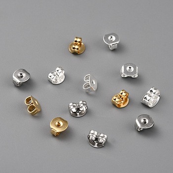 Brass Friction Ear Nuts, Ear Locking Earring Backs for Post Stud Earrings, Mixed Color, 5x5x3mm,Hole:1mm