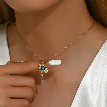 Brass Little fish Pendant Necklace, Valentine's Day Elegant Gift for Women, Golden