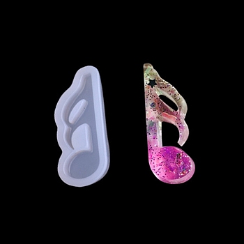 Food Grade Silicone Molds, Resin Casting Molds, For UV Resin, Epoxy Resin Jewelry Making, Musical Note, White, 35x15x8mm, Inner Diameter: 10x30mm