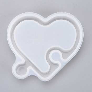 Heart Puzzel Silicone Storage Box Molds, For Trinket Storage Container, Candy Box UV Resin, Epoxy Resin Craft Making, White, 123x135x27mm