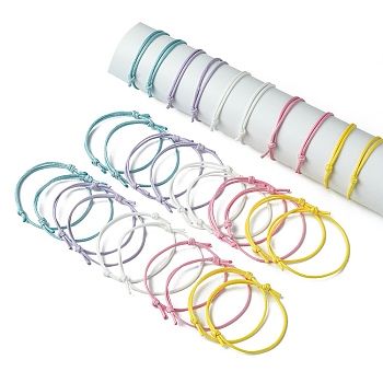 30Pcs 5 Color Adjustable Waxed Polyester Braided Cord Bracelets, Mixed Color, Inner Diameter: 1-5/8~3-1/8 inch(4~8cm), 6Pcs/color