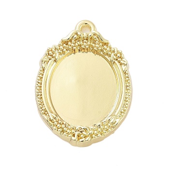 Rack Plating Alloy Pendant Cabochon Settings, Oval, Golden, Tray: 22x19mm,36x27x4mm, Hole: 2mm