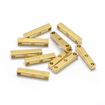 Brass Spacer Bars, Rectangle, Raw(Unplated), 16x3x3mm, Hole: 1.6mm