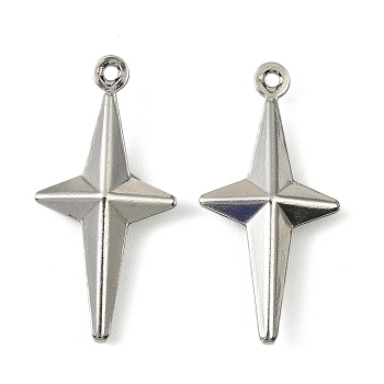 304 Stainless Steel Pendants. Star Charm, Anti-Tarnish, Stainless Steel Color, 24.5x12x4mm, Hole: 1mm