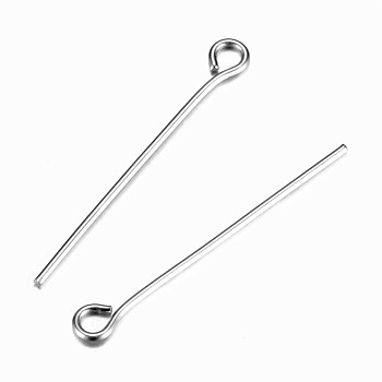 304 Stainless Steel Eye Pin, Stainless Steel Color, 25mm, Hole: 1.9x2mm, Pin: 0.7mm