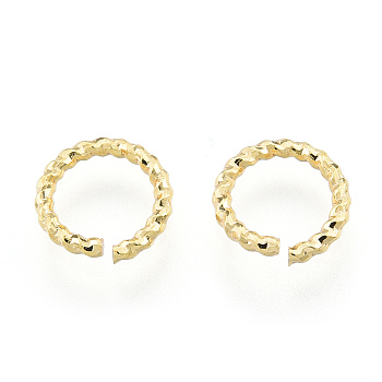 Brass Open Jump Rings, Nickel Free, Textured, Real 18K Gold Plated, 8x1.2mm