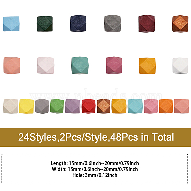 48Pcs 24 Styles Spray Painted Natural Wood Beads(WOOD-CA0001-73)-2