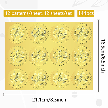 12 hojas de pegatinas autoadhesivas con relieve de lámina dorada(DIY-WH0451-021)-2