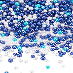 3 Bags Resin Beads, No Hole, Imitation Pearl, Round, Blue, 2.5~5mm, about 350~500pcs/bag(RESI-LP0001-06B)