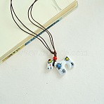 Porcelain Pendant Adjustable Imitation Leather Cord Necklaces for Women, Colorful, Horse, 19.69 inch(50cm)(FS-WGE6687-05)