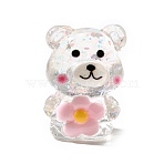 Transparent Resin Little Bear Ornament, for Desktop Decoration, Pink, 19.5x16.5x25mm(RESI-S015-01F)
