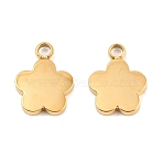 304 Stainless Steel Charms, Flower, Golden, 12x9x2mm, Hole: 1.8mm(STAS-P418-01G)