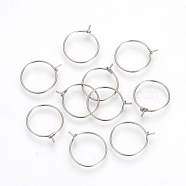 304 Stainless Steel Hoop Earrings, Stainless Steel Color, 24 Gauge, 24x20x0.5mm, Inner Diameter: 19(X-STAS-R071-40)