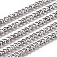 3.28 Feet Handmade 304 Stainless Steel Cuban Link Chains, Chunky Curb Chains, Twisted Chains, Unwelded, Faceted, Stainless Steel Color, 7x5x2mm, Wire: 1.4mm(X-STAS-F229-07C-P)