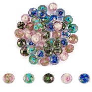 50Pcs 5 Style Handmade Lampwork Beads, with Gold Sand or Silver Foil, Inner Flower, Faceted, Rondelle, Mixed Color, 11~12x8~9mm, Hole: 2mm, 10pcs/style(LAMP-SZ0001-20)