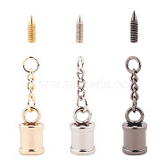 Alloy Chain Extender, with Bead Cap Bails and Curb Chains, Mixed Color, Bead Cap Bails: 25.5x13.5mm, Inner: 10.5mm, 3 colors, 8sets/color, 24sets/box(PALLOY-CA0001-10)