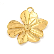 Ion Plating(IP) 304 Stainless Steel Pendants, Flower Charm, Real 18K Gold Plated, 26x26.5x3mm, Hole: 2mm(STAS-A099-23G)