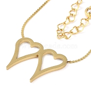 304 Stainless Steel Pendants Necklaces, Golden Tone Serpentine Chains Necklaces for Women, Heart, 14.61 inch(37.1cm), Pendant: 16x20mm(NJEW-K266-03A-G)