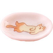 Dish Shape Plastic Miniature Ornaments, Micro Landscape Home Dollhouse Accessories, Pretending Prop Decorations, Cat Shape, 30x21mm(PW-WG93855-01)