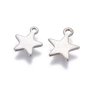 304 Stainless Steel Charms, Star, Stainless Steel Color, 11.5x9.5x1mm, Hole: 1.4mm(STAS-G190-27P-A)