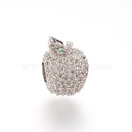 Alloy Rhinestone European Beads, Large Hole Beads, Apple, Crystal, 15x10.6mm(OPDL-T001-PD014)