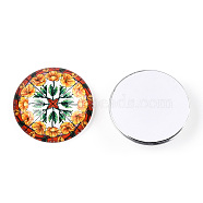 Glass Cabochons, Half Round with Kaleidoscope Pattern, Colorful, 25x7.5mm(GGLA-T004-10-33)