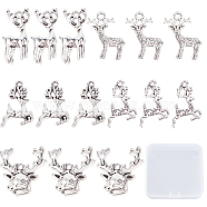 50Pcs 5 Style Tibetan Style Alloy Pendants, Cadmium Free & Lead Free, Elk Christmas Reindeer/Stag, Antique Silver, 20~26.5x12.5~19x2~4mm, Hole: 1.5~1.8mm, 10pcs/style(TIBEP-SC0002-37)