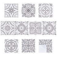 PVC Mandala Matte Floor Decorative Stickers, Waterproof Tile Decals for Kitchen Wall Furniture DIY Decoration, Light Grey, 10x10x0.03cm, 10pcs/set(AJEW-WH0332-39)