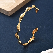 Brass Cuff Bangles for Women, Real 18K Gold Plated, Inner Diameter: 1-3/4x2-3/8 inch(4.5x5.9cm)(BJEW-F482-10G)