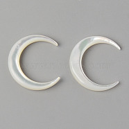 Natural White Shell Mother of Pearl Shell Beads, Double Horn/Crescent Moon, Creamy White, 20x17.5x3mm, Hole: 0.8mm(SHEL-N026-68)