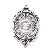 Tibetan Style Alloy Pendant Cabochon Settings, Oval, Antique Silver, 64.5x37x2.5mm, Hole: 2.5mm, Tray: 39.5x30.5mm(FIND-XCP0006-05AS)
