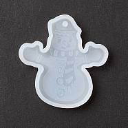 Christmas Theme DIY Snowman Pendant Statue Silicone Molds, Portrait Sculpture Resin Casting Molds, for UV Resin & Epoxy Resin Jewelry Making, White, 54x51x7mm, Hole: 2.5mm(DIY-K054-09)