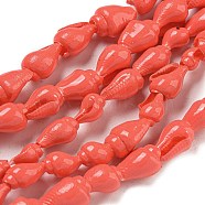 Spray Painted Natural Spiral Shell Beads Strands, Shell Shape, Tomato, 6.5~12x4.5~8x4~7mm, Hole: 2mm, about 188pcs/strand, 61.10''(155.2cm)(BSHE-G039-08F)