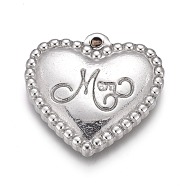 Mother's Day 304 Stainless Steel Pendants, Heart with Word Mom & Love, Stainless Steel Color, 22x22.5x3.5mm, Hole: 1.6mm(STAS-H117-06P)