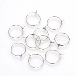 304 Stainless Steel Hoop Earrings, Stainless Steel Color, 24 Gauge, 24x20x0.5mm, Inner Diameter: 19(X-STAS-R071-40)
