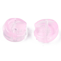 Transparent Spray Painted Glass Beads, Moon with Star, Pink, 14x12.5x5mm, Hole: 1mm(GLAA-N035-036-C09)