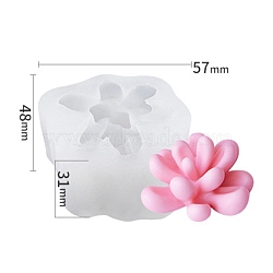 Succulent Plants Shape DIY Candle Silicone Molds, Resin Casting Molds, For UV Resin, Epoxy Resin Jewelry Making, White, 48x57x31mm(CAND-PW0001-244A)